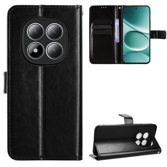 Etui z klapką do Xiaomi Redmi Note 15 Pro 5G, Crazy Horse Wallet, czarne