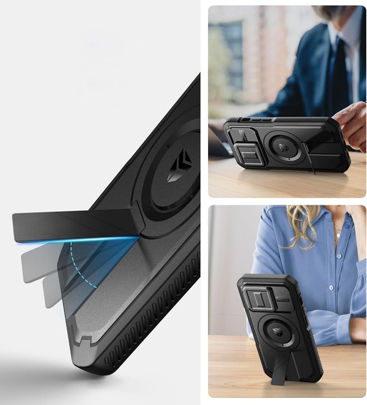 Etui Dexnor do iPhone 14 Pro – magnetyczne, z przesuwaną osłoną aparatu - czarne
