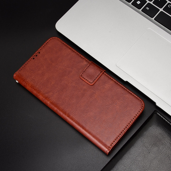 Etui z klapką do Xiaomi Poco F6 Pro, Crazy Horse Wallet, brązowe