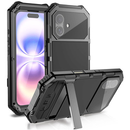 Etui pancerne do iPhone 17, R-JUST, z podstawką, czarne