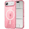 Etui do iPhone Air, do MagSafe, brokatowe, półprzezroczyste różowe
