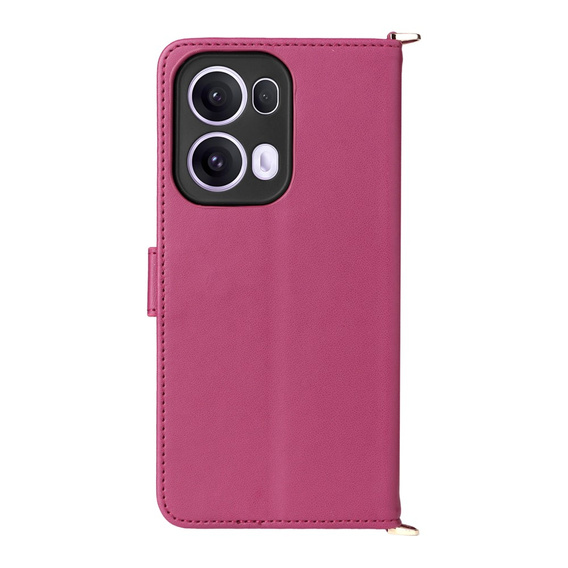 Etui z klapką do Oppo Reno 13 Pro 5G, Crossbody Leather Wallet, bordowe