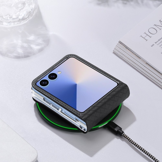 Etui Dux Ducis Bril Series do Samsung Galaxy Z Flip7 5G – czarne, skórzane