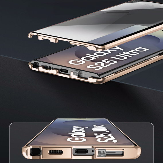 Etui Magnetic Dual Glass MagSafe do Samsung Galaxy S25 Ultra, złote