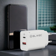 Ładowarka sieciowa Blavec BC5 GaN, PD QC 45W 3A, USB-C USB-A, Biała