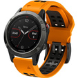 Silikonowy Pasek Two-Rows do Garmin Fenix 5/6/7 - Orange/Black