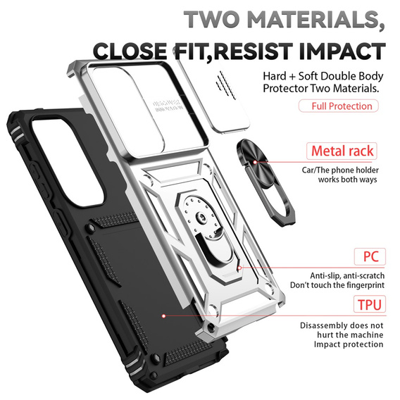 Etui pancerne do Samsung Galaxy S26 Ultra, CamShield Slide, srebrne