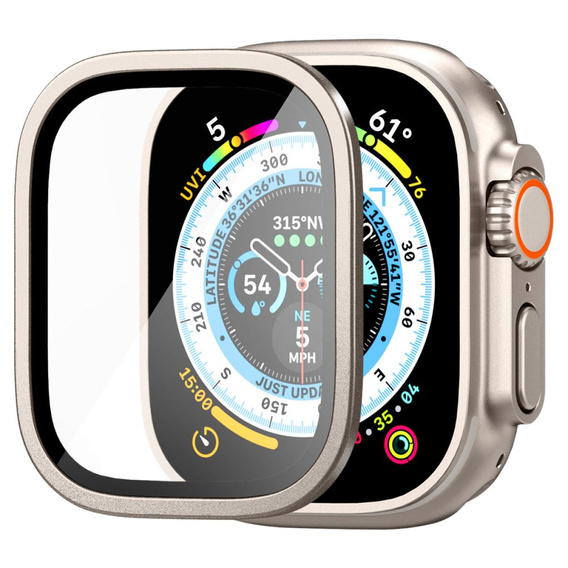 Szkło Hartowane SPIGEN GLAS.TR SLIM PRO do Apple Watch Ultra 1/2/3 49mm, z ramką, Tytanowe / Szare