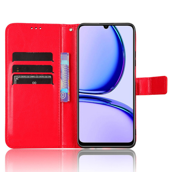 Etui z klapką do Realme Note 50, Crazy Horse Wallet, czerwone