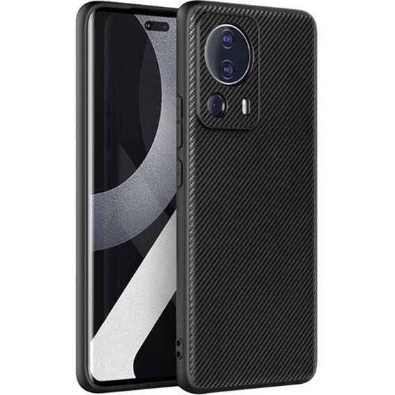 Etui skórzane do Xiaomi 13 Lite, Obudowa leather hybrid, Carbon Case, Czarne