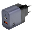 Szybka Ładowarka Sieciowa USB-A / USB-C 3A Forcell 45W PD QC 4.0, szara do Galaxy S23 S24 Ultra
