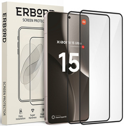 2x Szkło Hartowane do Xiaomi 15 Ultra, ERBORD 3D pełne, szybka na cały ekran