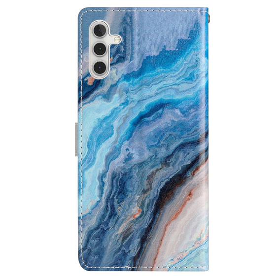 Etui z klapką do Samsung Galaxy A25 5G, Wallet Marble, niebieskie + szkło 9H