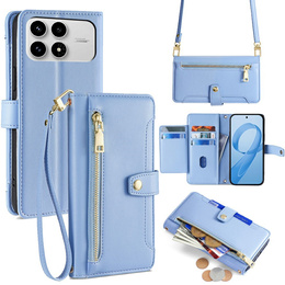 Etui z klapką do Xiaomi Poco F8 Pro, Wallet Zipper Pocket, niebieskie