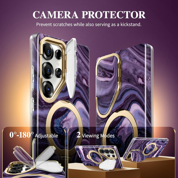 Etui GVIEWIN do Samsung Galaxy S25 Ultra, MagSafe Stand, Quicksand/Purple