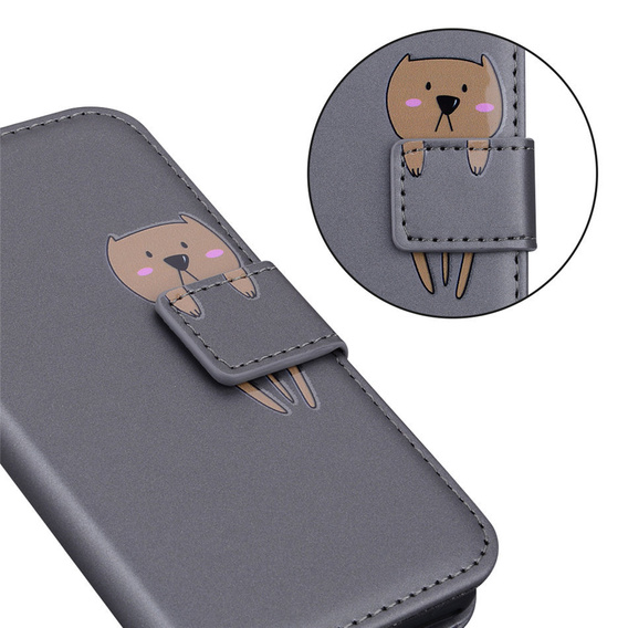 Etui Wallet do Samsung Galaxy A12 / M12 / A12 2021, Teddy, Grey