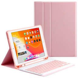 Etui z klawiaturą do iPad 10.2" 2021/2020/2019 (9/8/7 gen.), Keyboard Cover Pen Slot, różowe rose gold