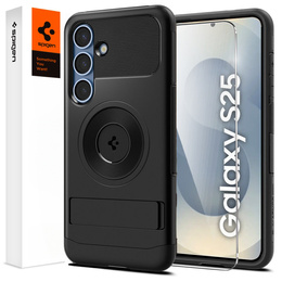 Etui Spigen do Samsung Galaxy S25 Slim Armor MagSafe, Czarne + Szkło hartowane 9H