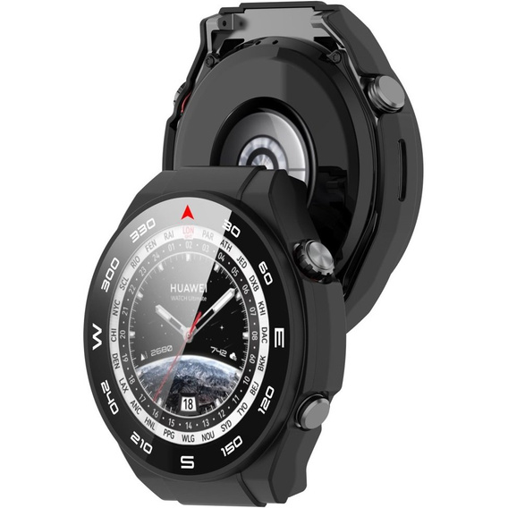 2w1 Etui + Szkło Hartowane do Huawei Watch Ultimate, Czarne
