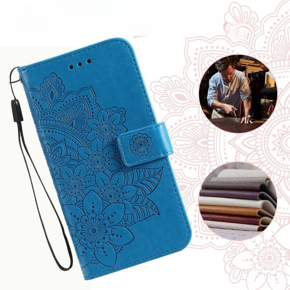 Etui z klapką do Samsung Galaxy A14 4G/5G, Mandala, niebieskie