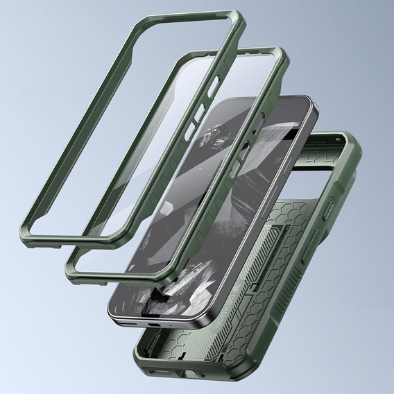 Etui pancerne do Google Pixel 9 Pro, Dexnor Full Body (Two Frames), zielone