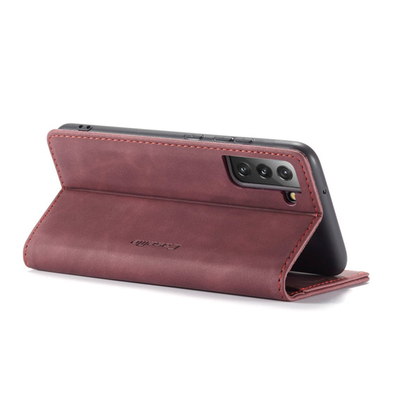 Etui CASEME do Samsung Galaxy S22+ Plus 5G, Leather Wallet Case, czerwone