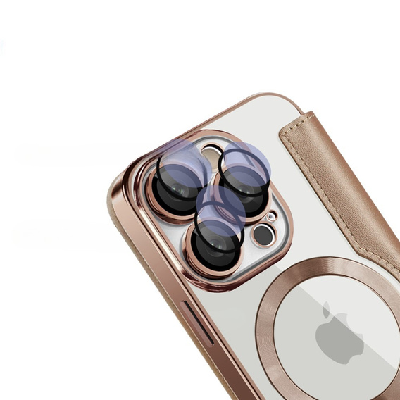 Etui z klapką do iPhone 16 Pro Max, RFID Wallet MagSafe z ochroną aparatu, złote