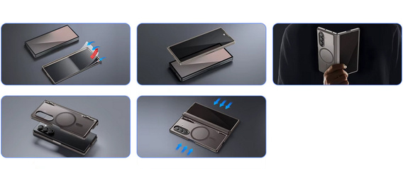 Etui do Samsung Galaxy Z Fold 7, Mobosi z ochroną zawiasów, Silver Shadow