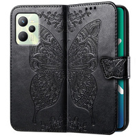 Etui z klapką do Realme C35, Butterfly, czarne