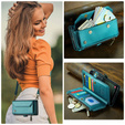 Etui CASEME do Samsung Galaxy A56 5G, RFID Leather Wallet, z paskiem na ramię, zielone