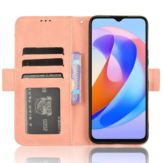 Etui z klapką do Honor Magic 6 Lite 5G, Card Slot, różowe