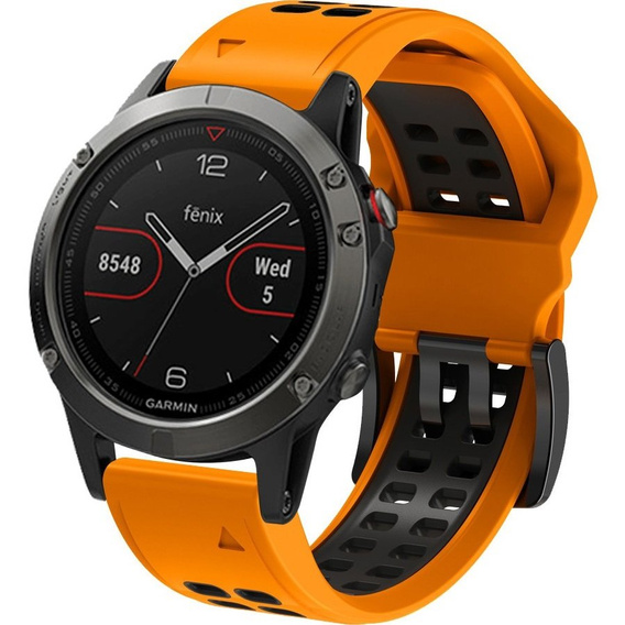 Silikonowy Pasek Two-Rows do Garmin Fenix 5/6/7 - Orange/Black