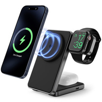 Składana Ładowarka indukcyjna Qi2 3w1 15W do iPhone/Apple Watch/AirPods 1/2/AirPods Pro, czarna