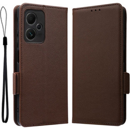 Etui z klapką do Xiaomi Redmi Note 12 5G / POCO X5 5G, Wallet Litchi Magnet, brązowe