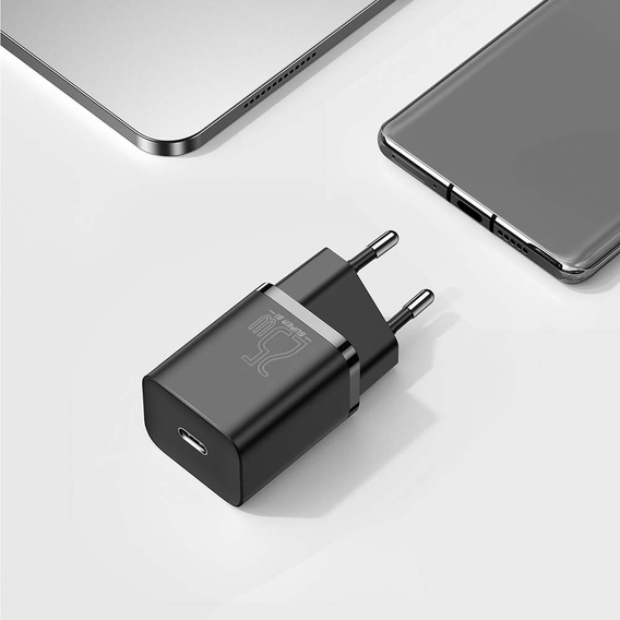 Baseus ładowarka sieciowa Super Si PD 25W, 1× USB-C + kabel USB-C – USB-C - czarna