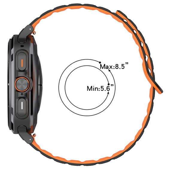 Pasek Silikonowy do Samsung Galaxy Watch Ultra 47mm (2025 / 2024), Czarny/Pomarańczowy
