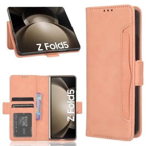 Etui z klapką do Samsung Galaxy Z Fold 5 5G, Card Slot, różowe