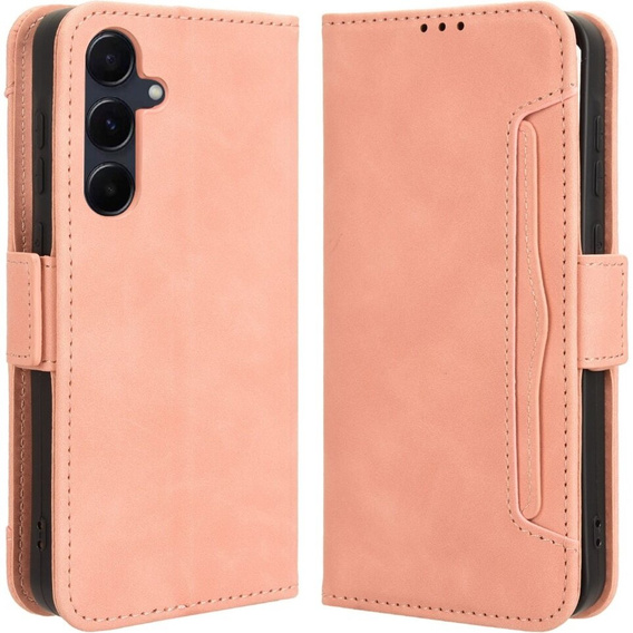 Etui z klapką do Samsung Galaxy A55 5G, Card Slot, różowe