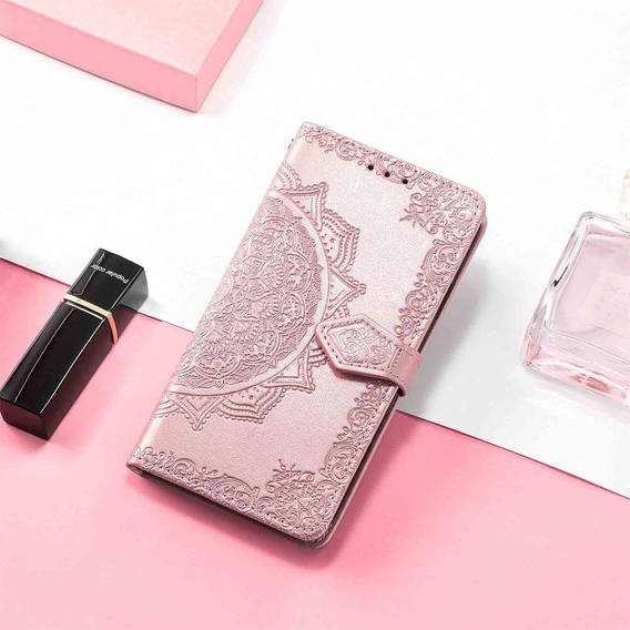 Etui z klapką do Oppo Reno 11F 5G, Mandala, różowe rose gold