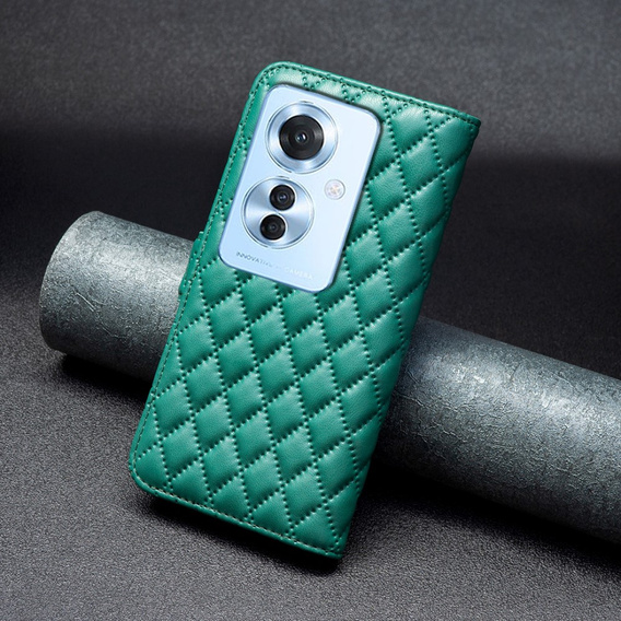 Etui z klapką do Oppo Reno 11F 5G, Wallet, BINFEN COLOR, zielone