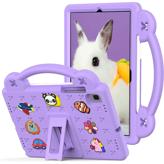 Etui do Samsung Galaxy Tab S6 Lite 10.4" 2020/2022/2024 / Tab A7 2020 T500 / T505 / Tab S6 T860/T865, Cute Patterns, z podstawką, Fioletowe