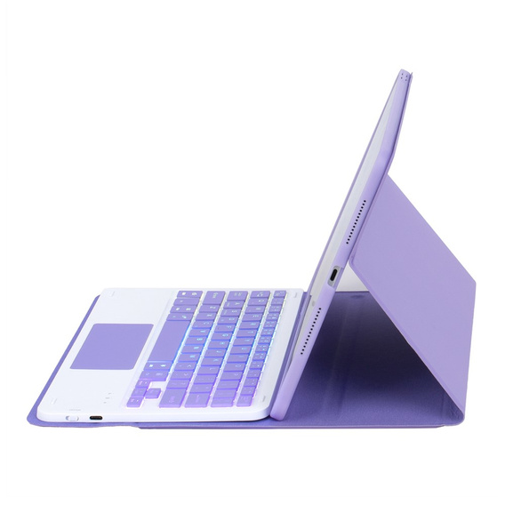 Etui z podświetlaną klawiaturą Bluetooth i touchpadem do Samsung Galaxy Tab A11+ – fioletowe