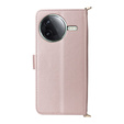 Etui z klapką do Xiaomi Poco F7 Ultra, Crossbody Leather Wallet, różowe