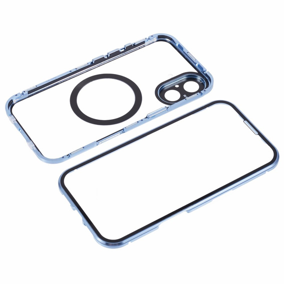 Etui Magnetic Dual Glass MagSafe do iPhone 16, niebieskie