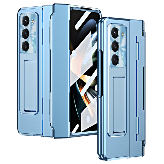 Etui ochronne PC z podstawką i ochroną zawiasu do Samsung Galaxy Z Fold6 5G – niebieskie