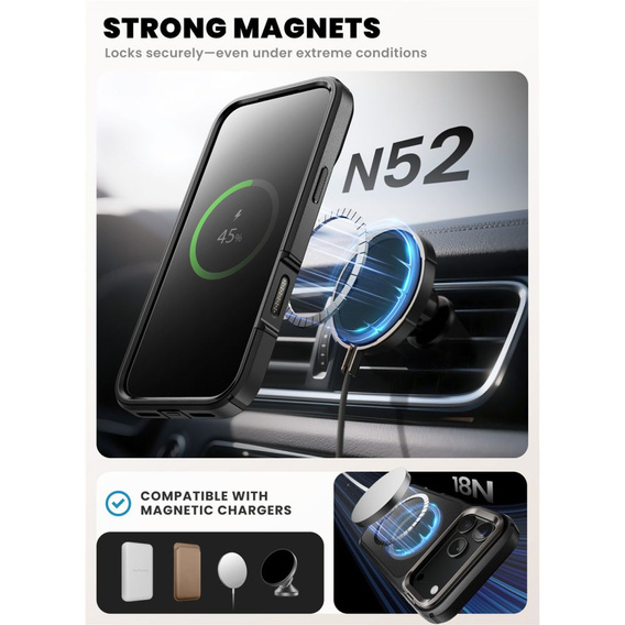 Etui Supcase do iPhone 17 Pro Max, IBLSN Ares Fip Mag Magsafe, Black