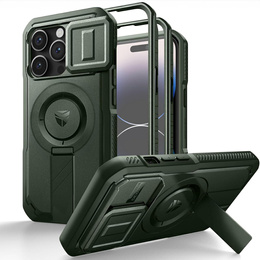 Etui Dexnor do iPhone 14 Pro – magnetyczne, z przesuwaną osłoną aparatu - zielone