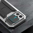 Etui do iPhone 13 Pro, R-JUST CamShield Slide, pancerne, srebrne / czarne