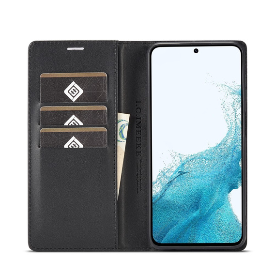 Etui z klapką do Samsung Galaxy A55, Carbon LC.IMEEKE, czarne