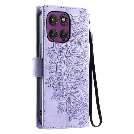 Etui portfelowe z motywem kwiatowym do Motorola Moto G56 5G – Fioletowe
